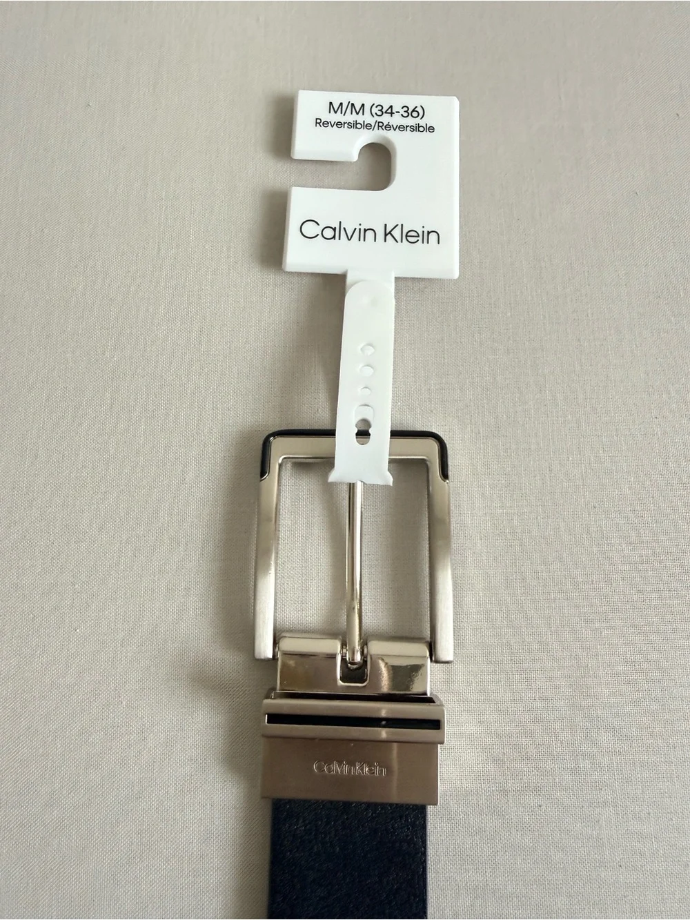 Calvin Klein Men’s Black Belt with Silver Buckle,Size M